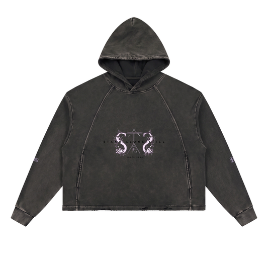 Vintage Washed Frayed-Hem Hoodie