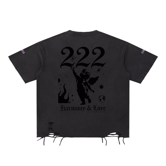 Snow Washed Raw-Hem T-Shirt