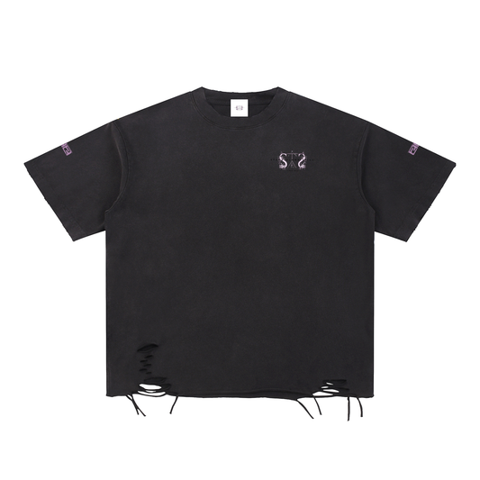 Snow Washed Raw-Hem T-Shirt