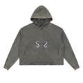 888 Vintage Washed Frayed-Hem Hoodie