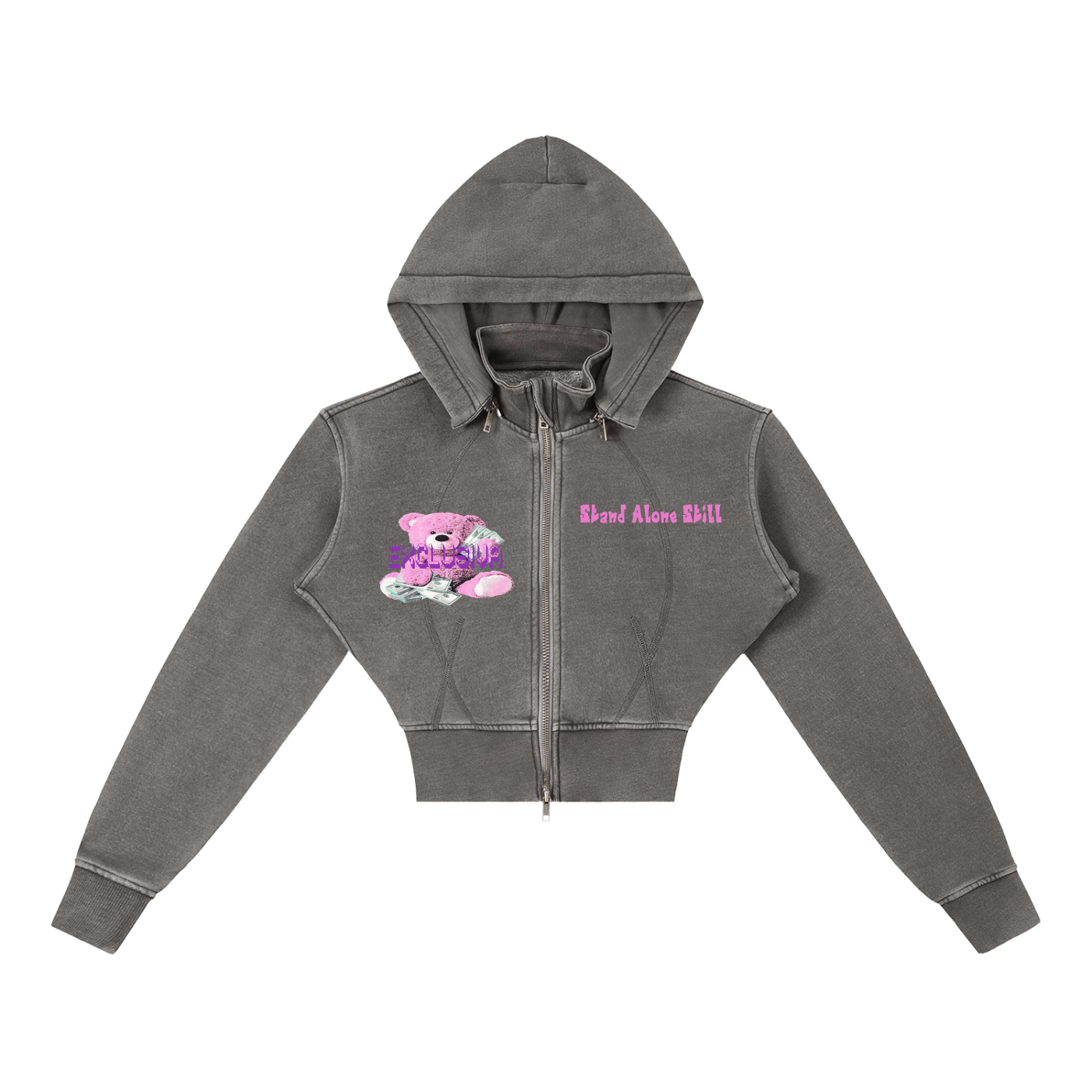 Vintage Washed Cropped Fleece Hoodie